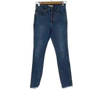 Madewell 10 in High Rise Skinny Button Fly Jeans Womens 25P Blue Medium Wash